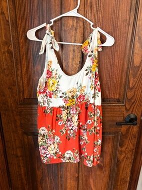 BiBi orange and white with floral tank top, size XL, New without tags (NWOT)